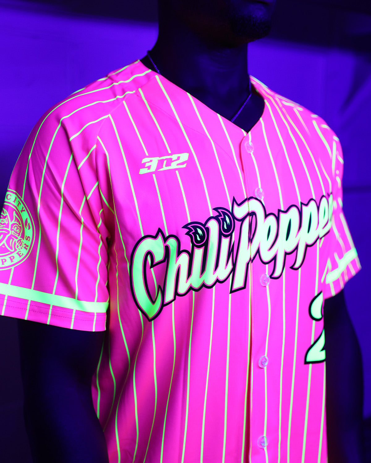 Chili Peppers Pink Pinstripe Button Down Jersey
