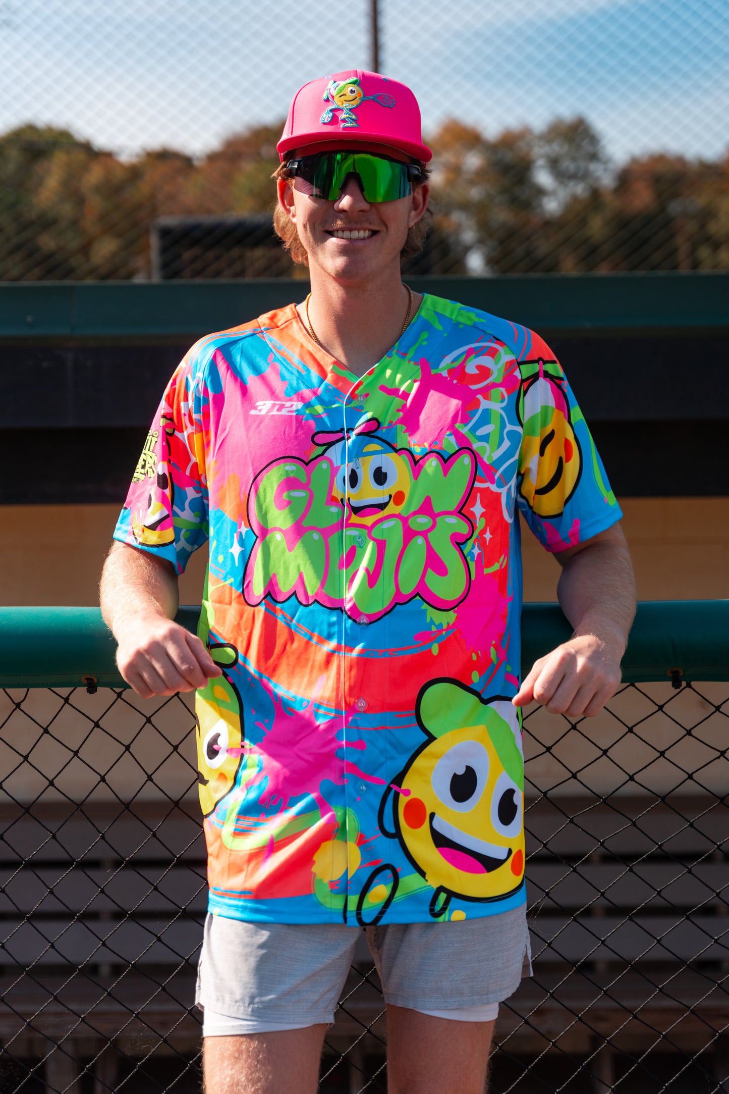 Glow Mojis Blue Splatter Button Down Jersey