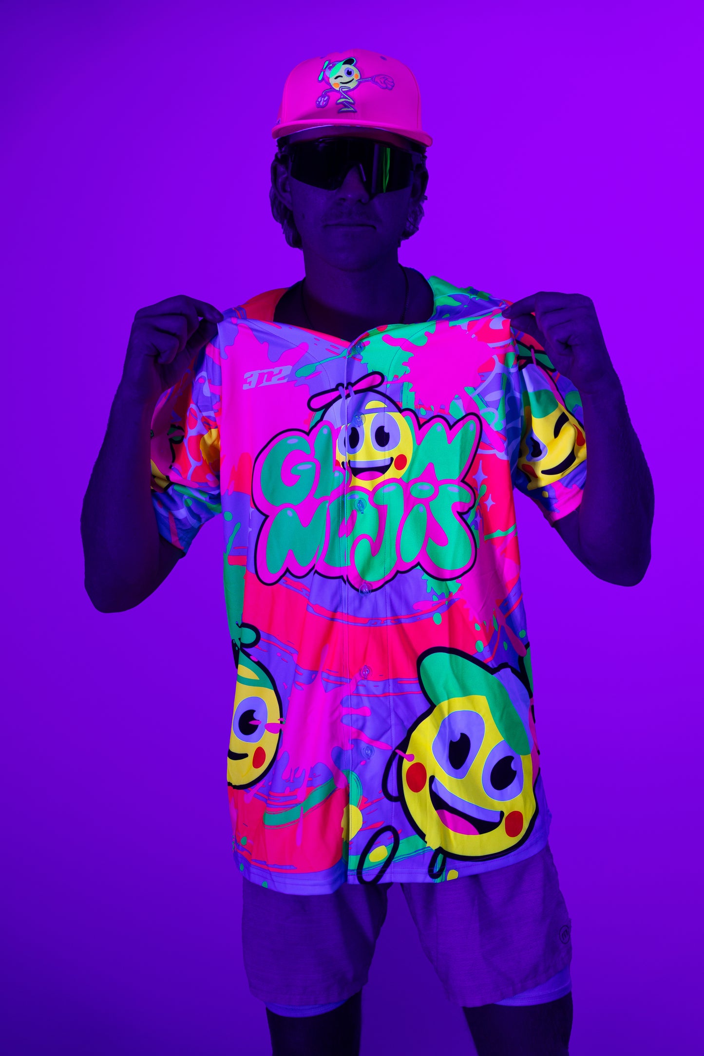 Glow Mojis Blue Splatter Button Down Jersey