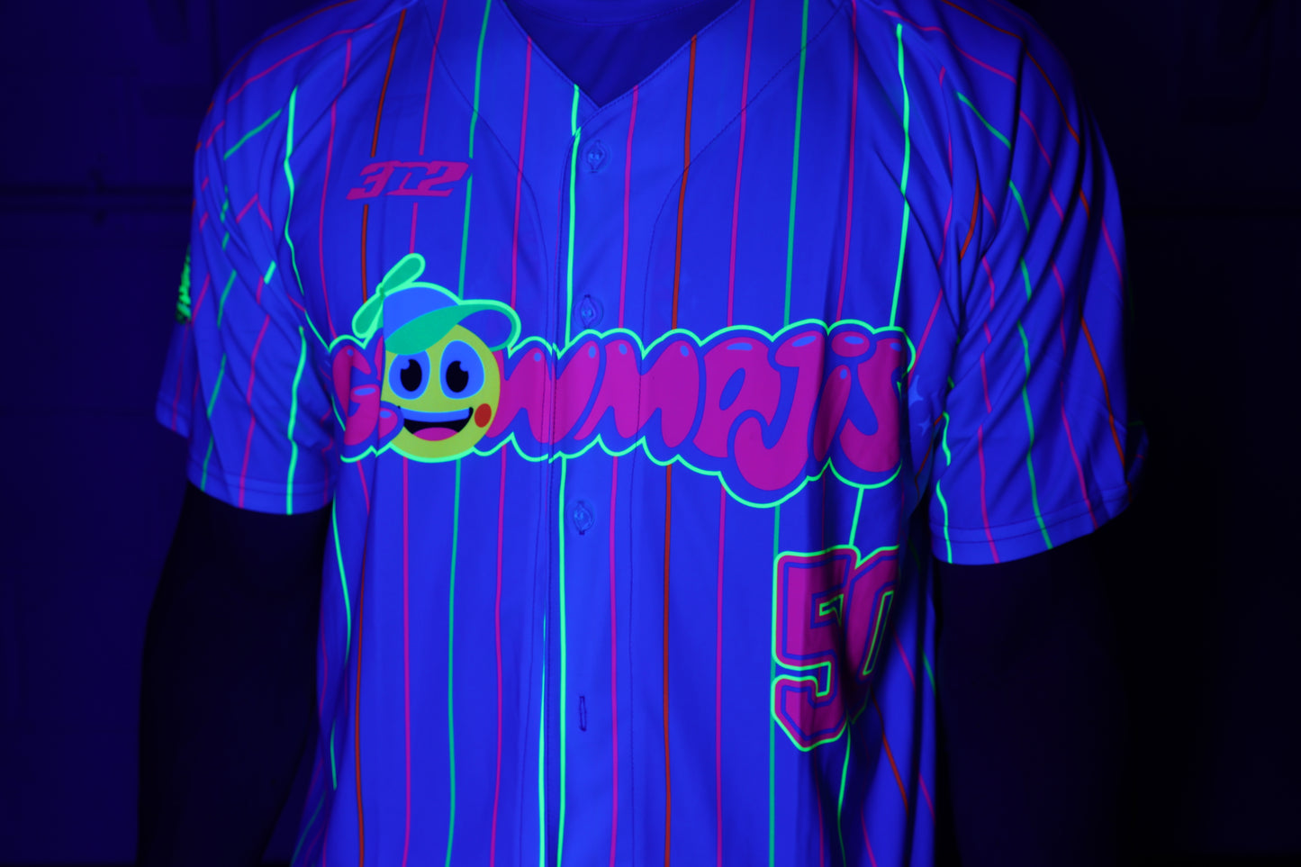 Glow Mojis Blue Pinstripe Button Down Jersey