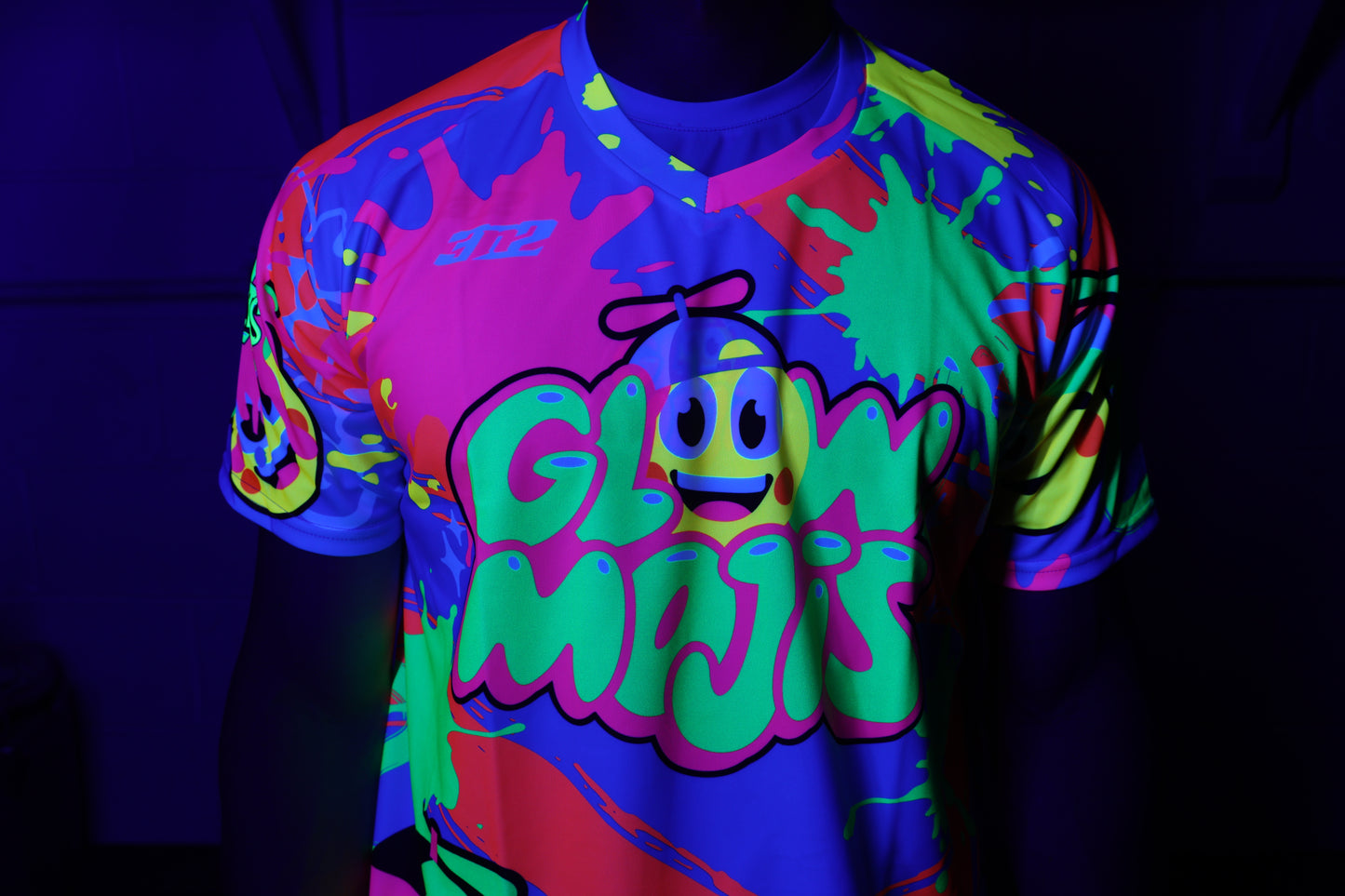 Glow Mojis Blue Splatter Button Down Jersey